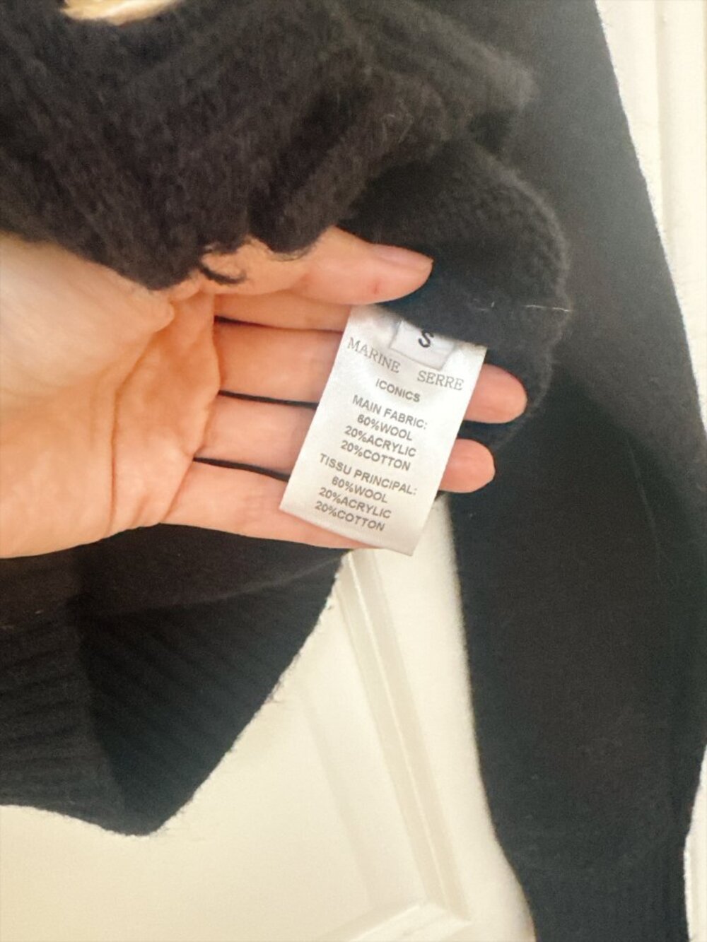 NWT Marine Serre V-Neckline Black Wool Blended Cropped Cardigan - Picture 5 of 6